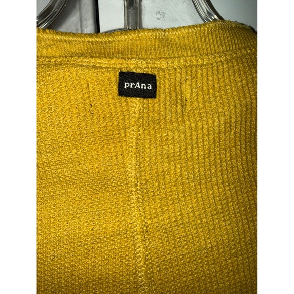 Prana Women's Mustard Yellow Waffle Knit Long Sleeve Henley Shirt Size S - Picture 5 of 6